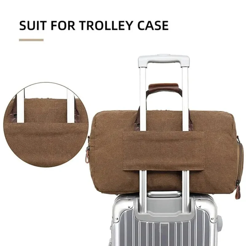 Sac de Voyage Vintage 40l | Toile Canvas Compartiments Pratiques