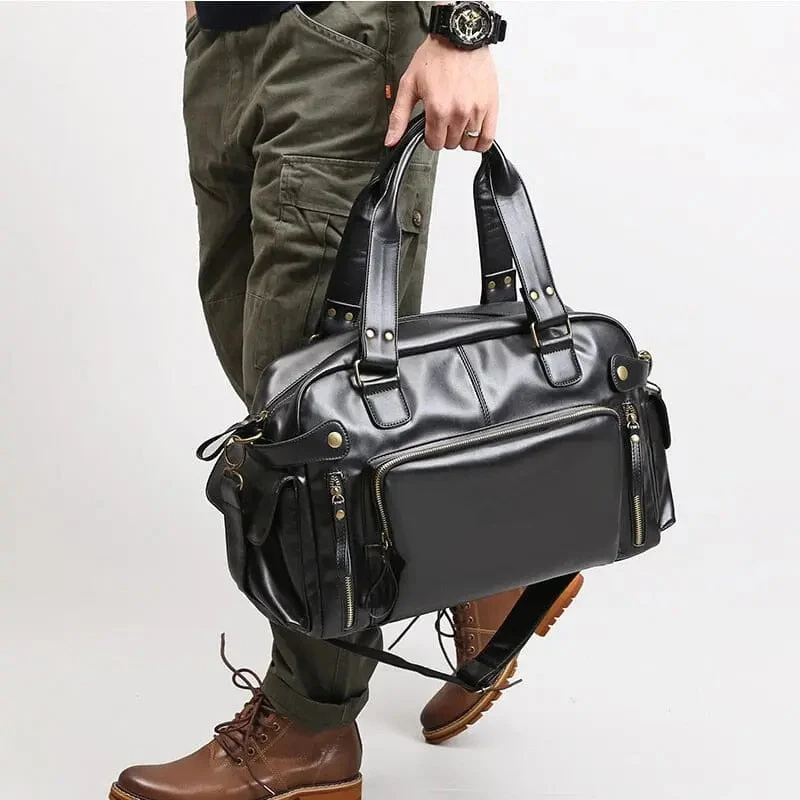 Sac de Voyage Rétro Homme | Pu Spacieux et Chic