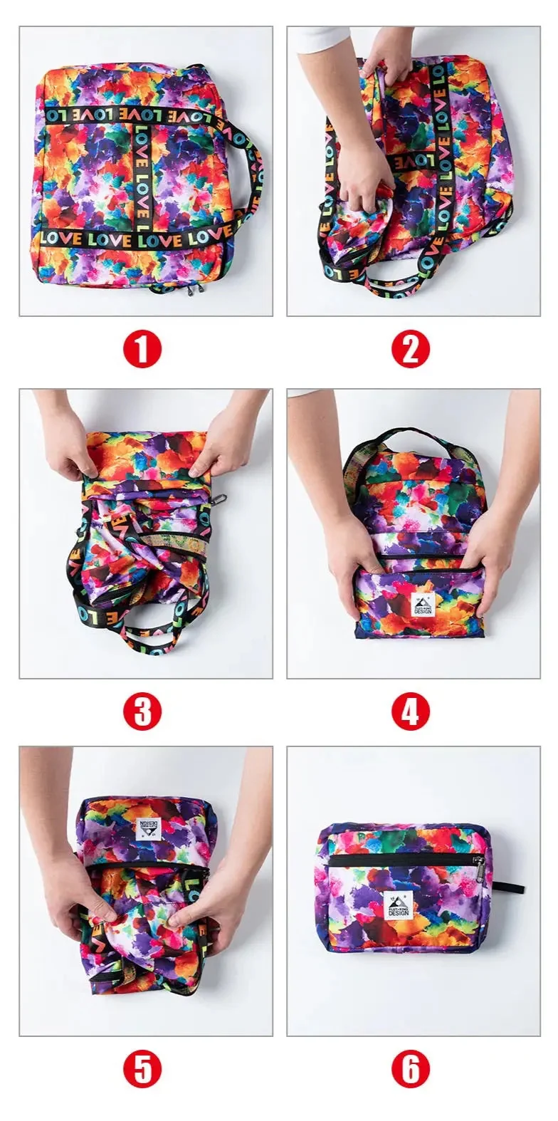 Sac de Voyage Pliable Léger | Motif Fleurs Colorées