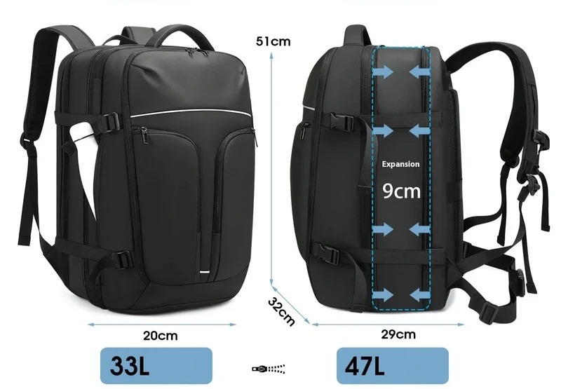 Sac à Dos Voyage Sous Vide | Compression Pompe Intégrée