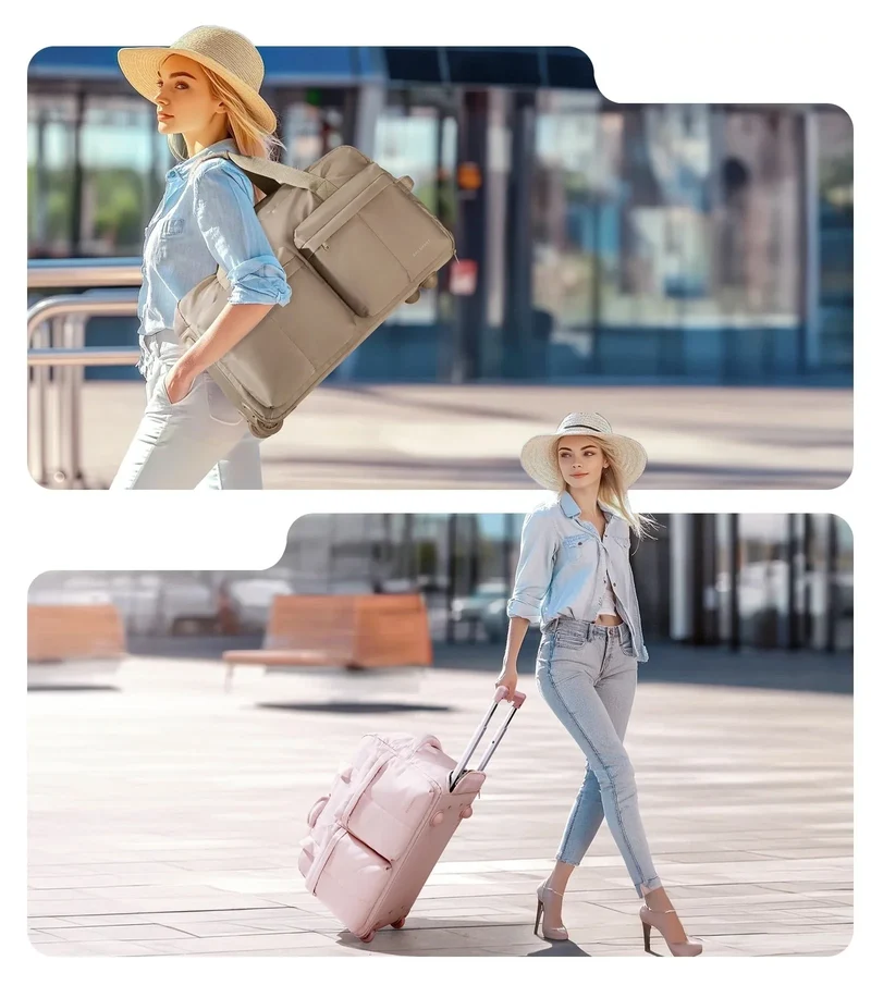 Sac de Voyage Femme à Roulettes | Nylon Robuste et Compartiments Multiples
