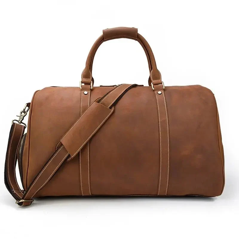 Sac de Voyage Cuir Vieilli | Emplacement Chaussures Extérieur