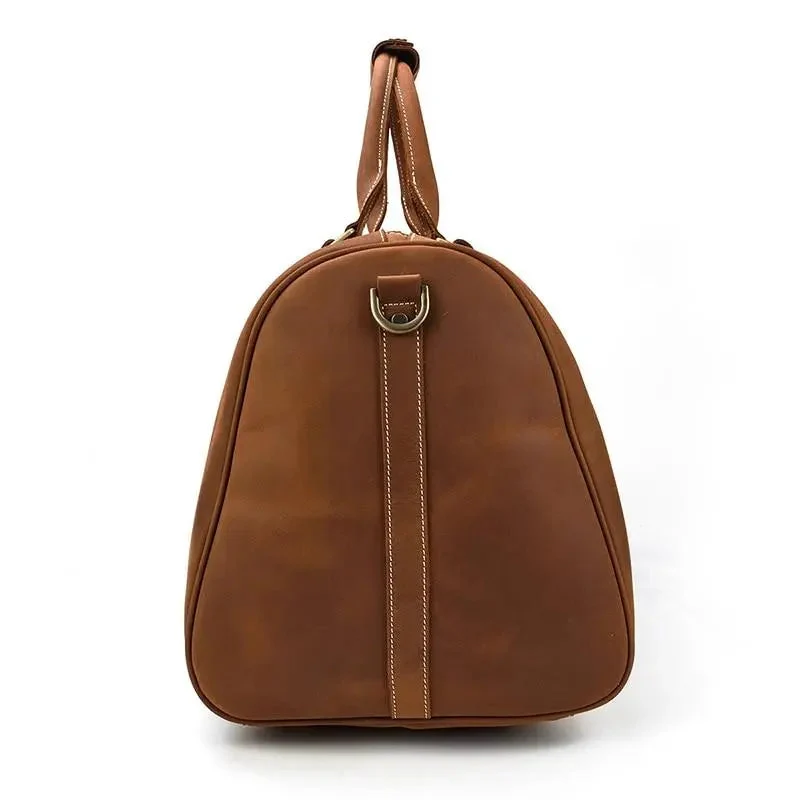 Sac de Voyage Cuir Vieilli | Emplacement Chaussures Extérieur