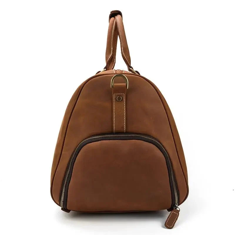 Sac de Voyage Cuir Vieilli | Emplacement Chaussures Extérieur