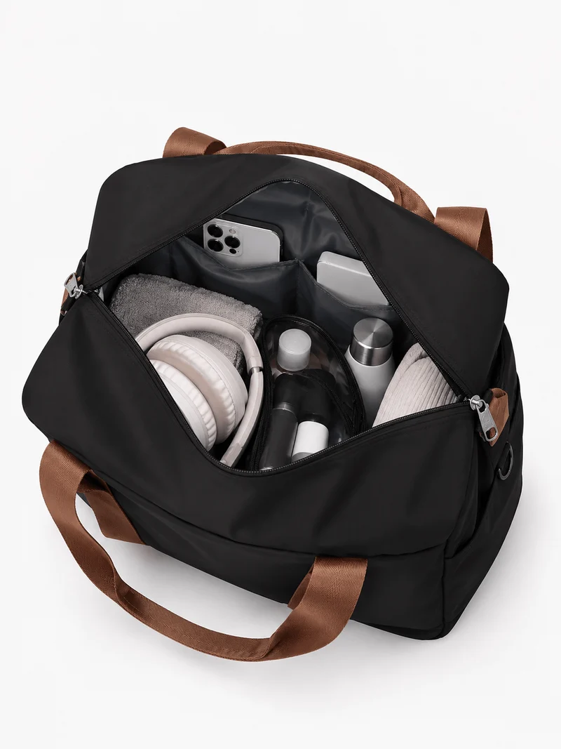 Sac polochon unisexe en nylon, bagage cabine avec poignées doubles