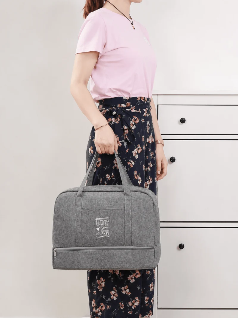Sac de voyage femme gris en Oxford à compartiment humide et sec