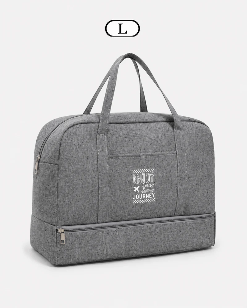 Sac de voyage femme gris en Oxford à compartiment humide et sec
