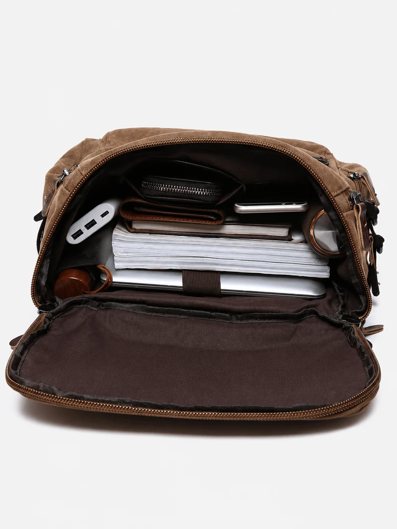 Sac À Dos Pour Homme En Toile Marron
