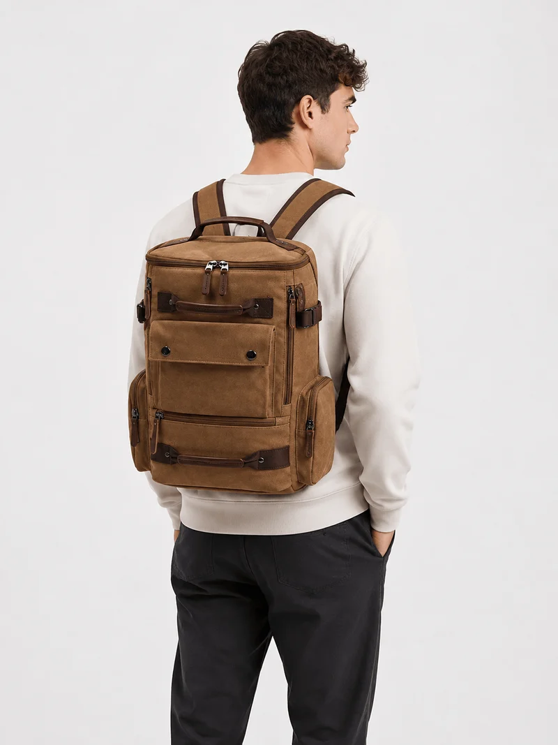 Sac À Dos Pour Homme En Toile Marron