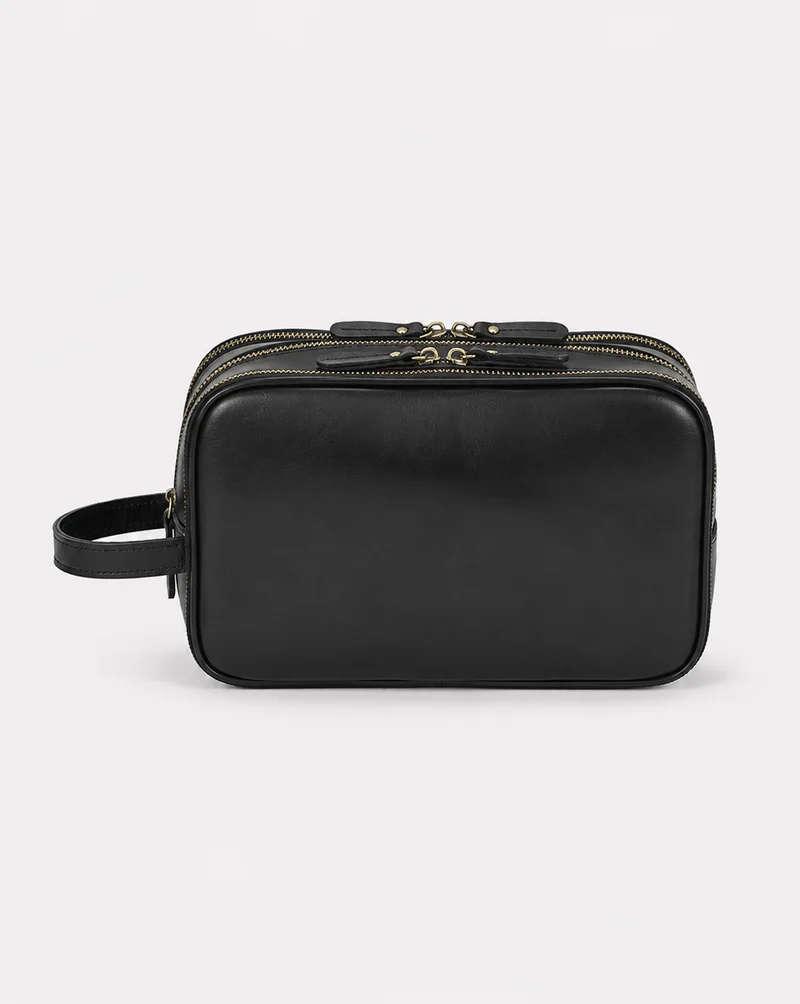 Trousse De Toilette Cuir Pour Homme Véritable Marron Foncé