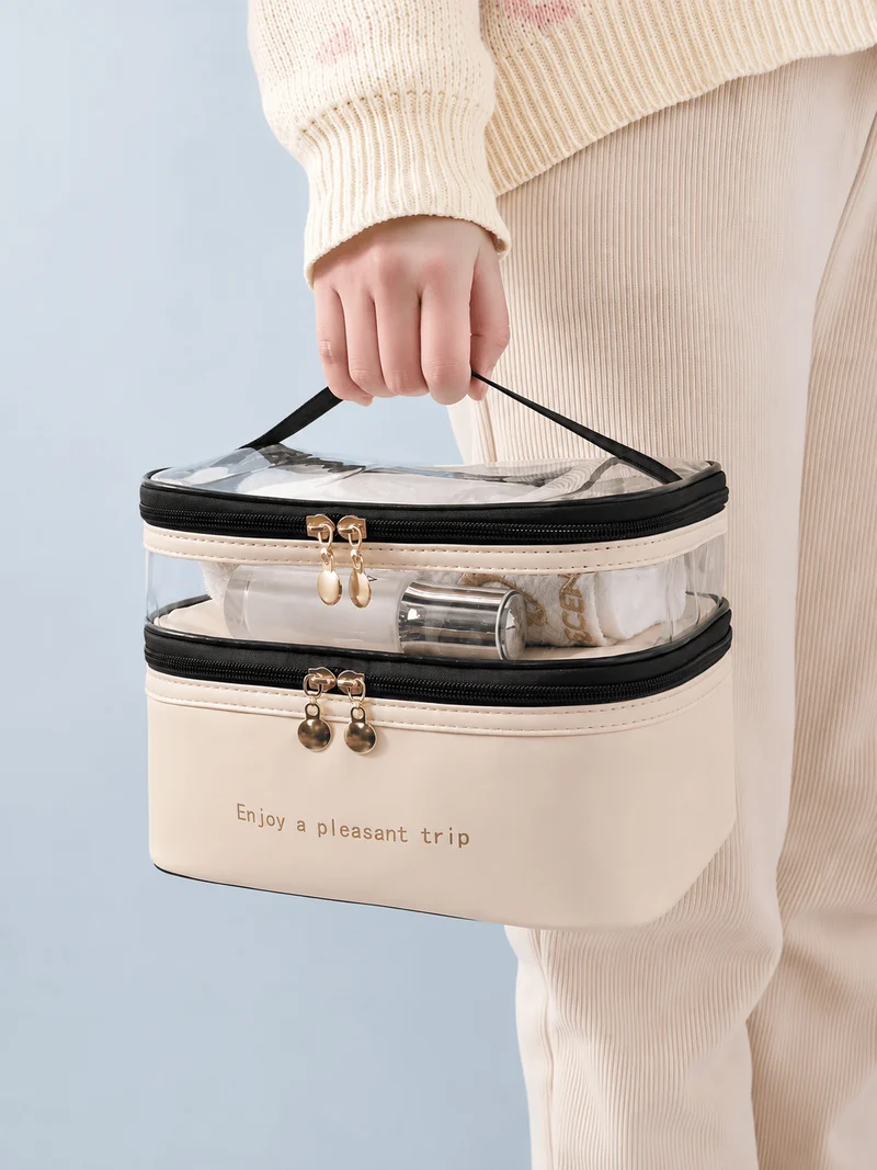 Trousse De Toilette Double Compartiment Transparent