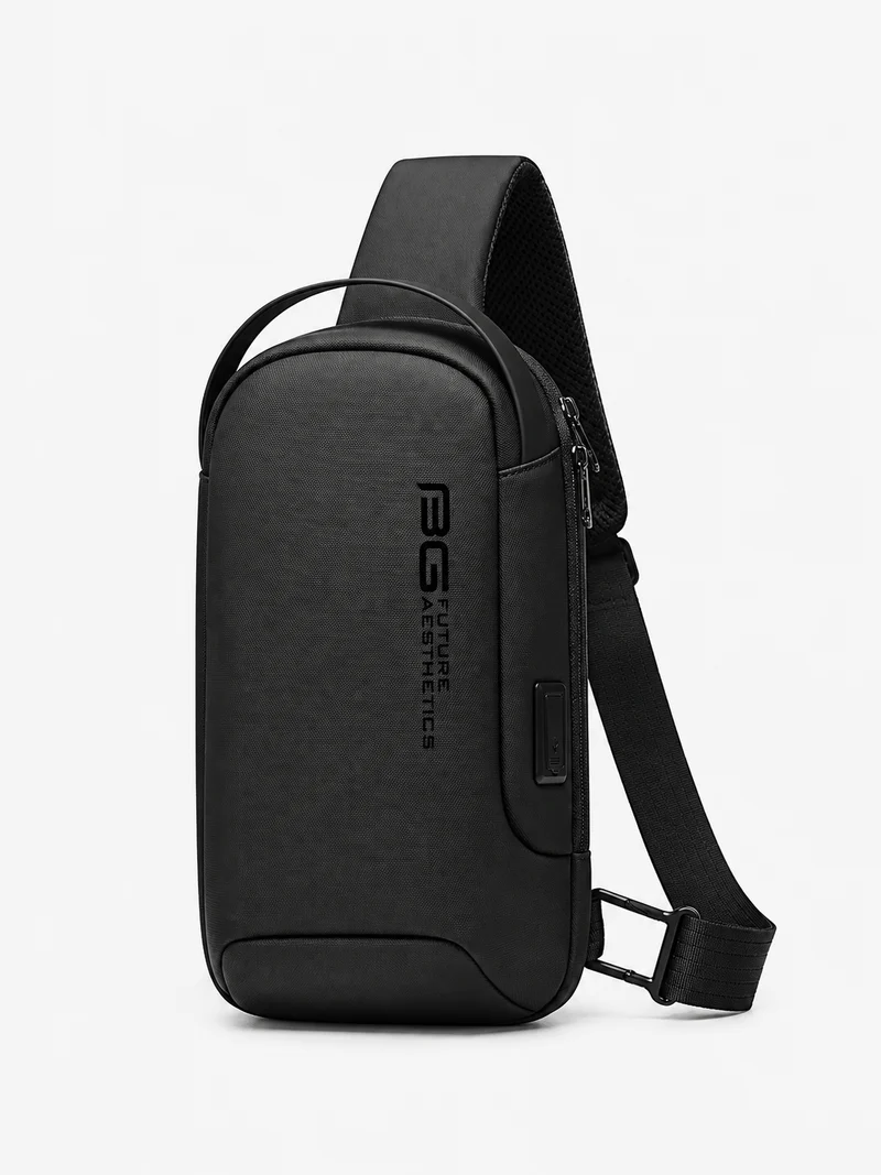 Sac bandoulière sling noir en tissu Oxford résistant à l'eau