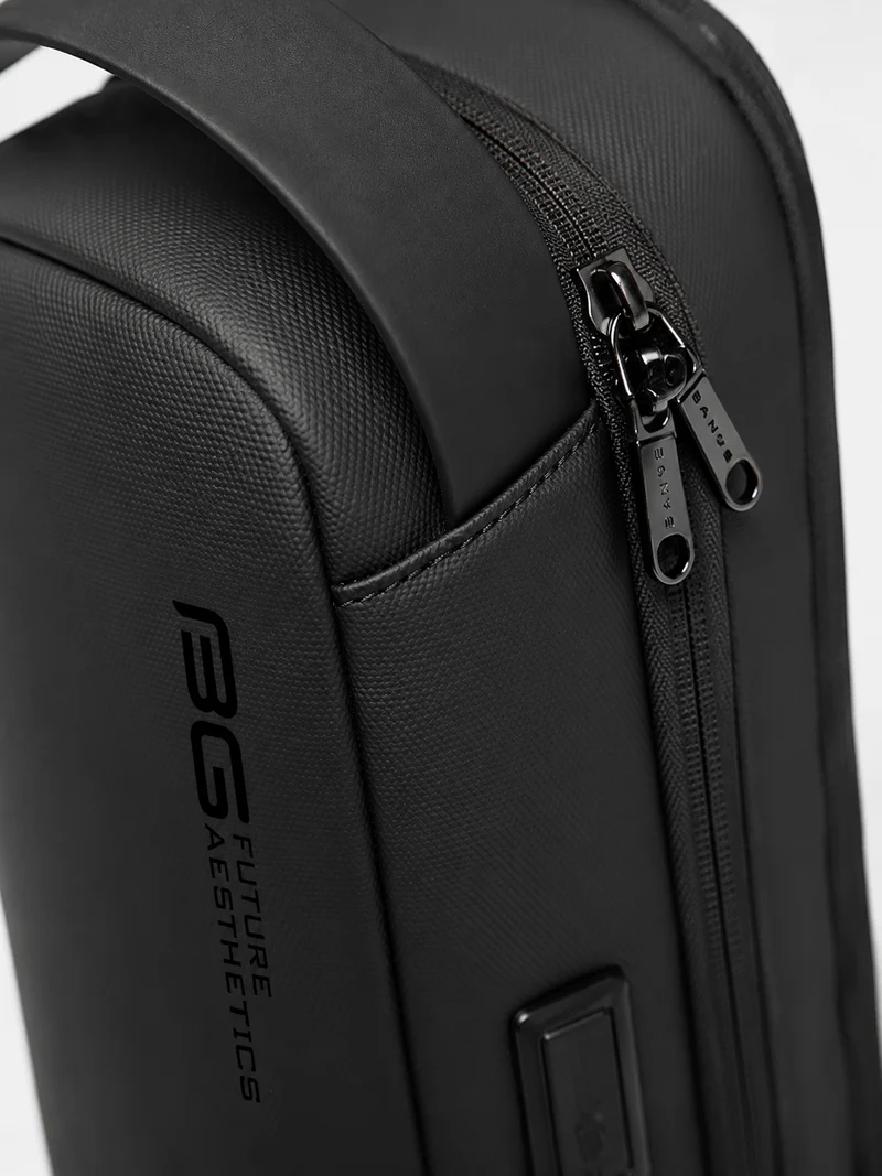 Sac bandoulière sling noir en tissu Oxford résistant à l'eau