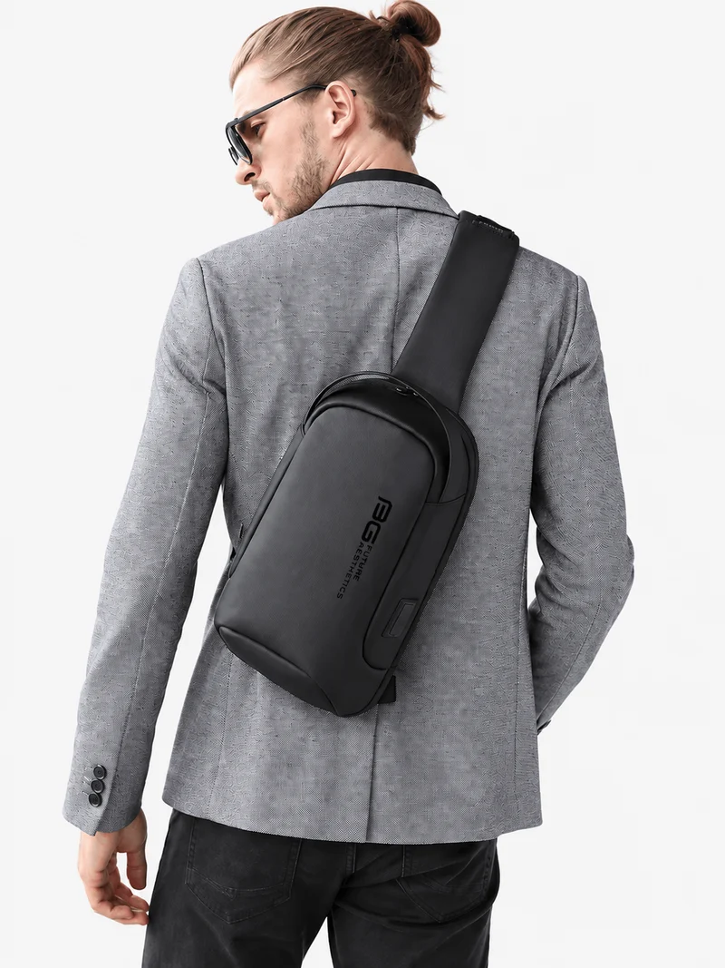 Sac bandoulière sling noir en tissu Oxford résistant à l'eau
