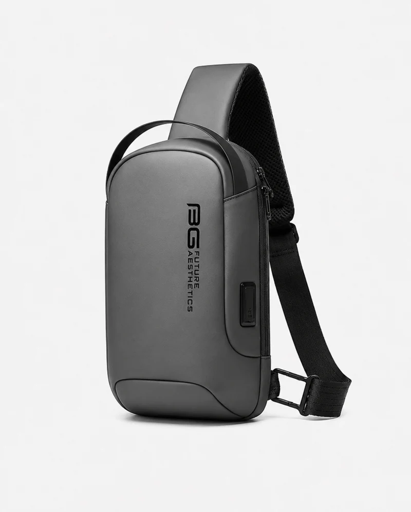 Sac bandoulière sling noir en tissu Oxford résistant à l'eau