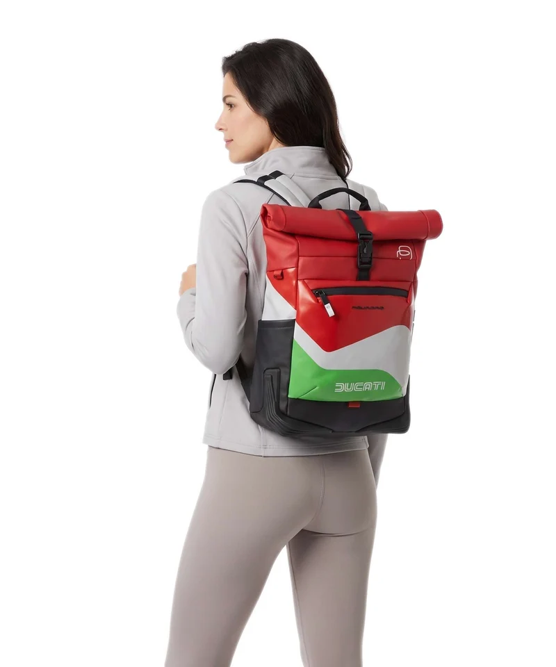 Piquadro Ducati C2OWD Sac à dos roll-top green/white/red