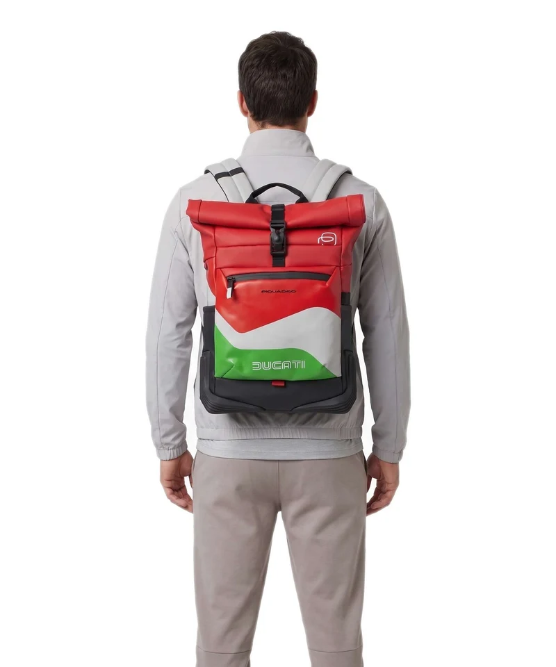 Piquadro Ducati C2OWD Sac à dos roll-top green/white/red