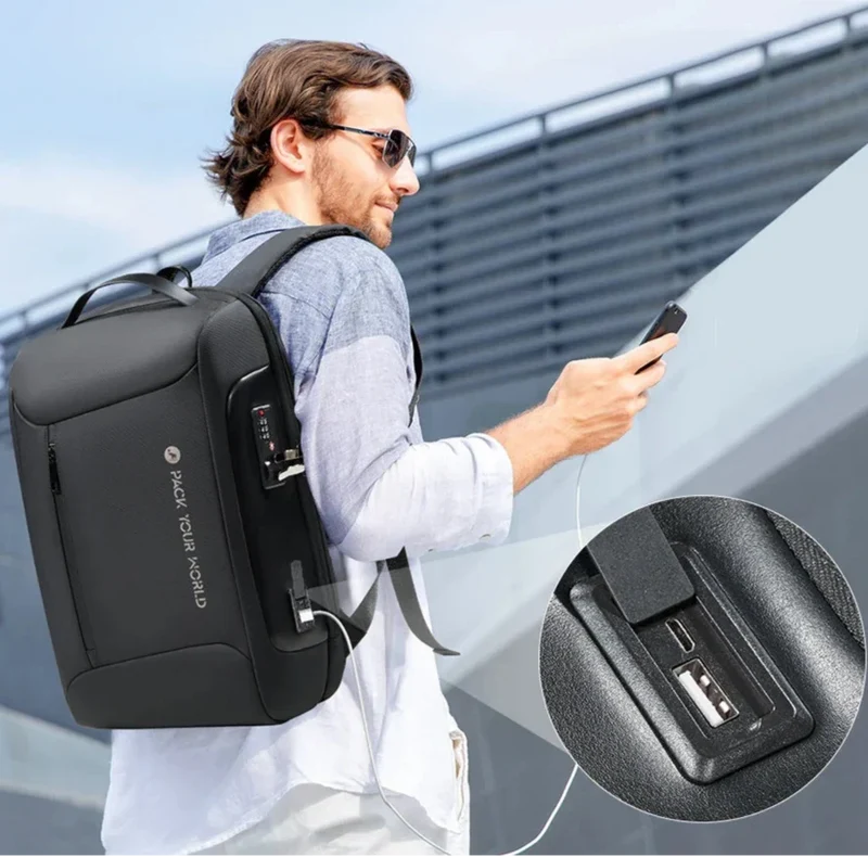 Sac à Dos de Voyage Antivol | Polyester Imperméable et Serrure Tsa
