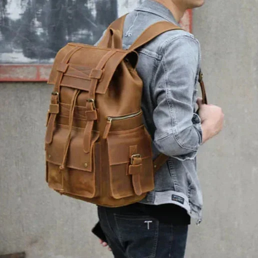Sac à Dos Cuir Homme Vintage | Cuir Pleine Fleur Spacieux