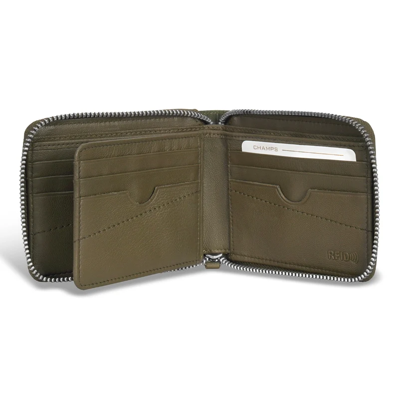 Camo / Leather Zip Around Wallet *Drop Ship*