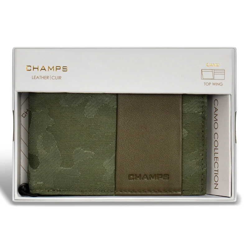 Camo / Leather Top Wing Wallet *Drop Ship*