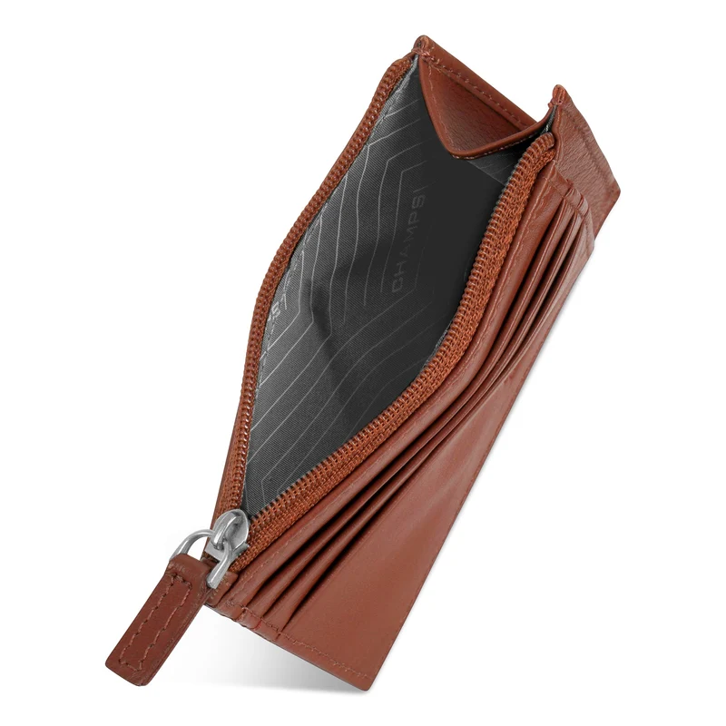 Onyx / Leather Zip Card Case *Drop Ship*