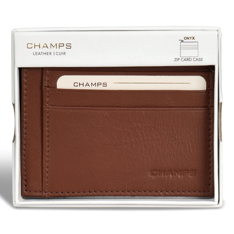 Onyx / Leather Zip Card Case *Drop Ship*