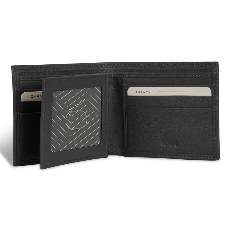 Onyx / Leather Center Wing Wallet *Drop Ship*