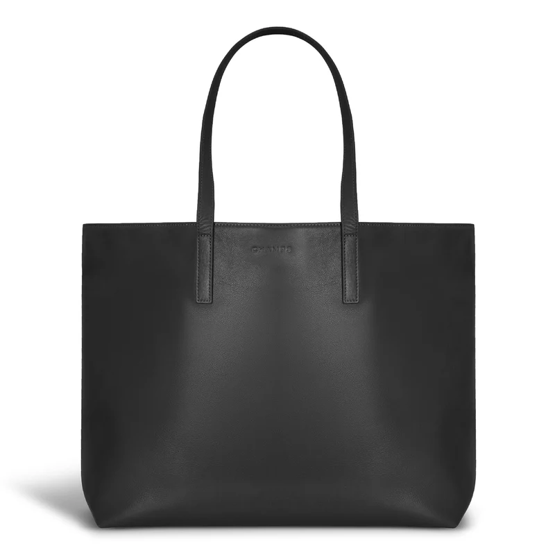 Onyx / Leather Open Tote *Drop Ship*