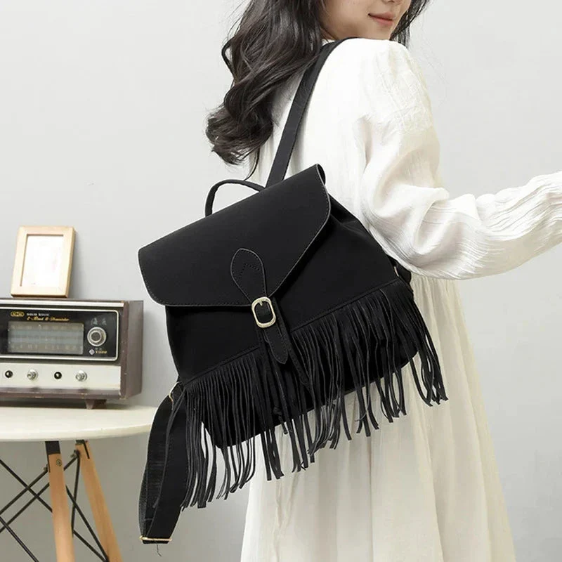 Sac à Dos Bohème Chic | Franges et Fermoir Magnétique