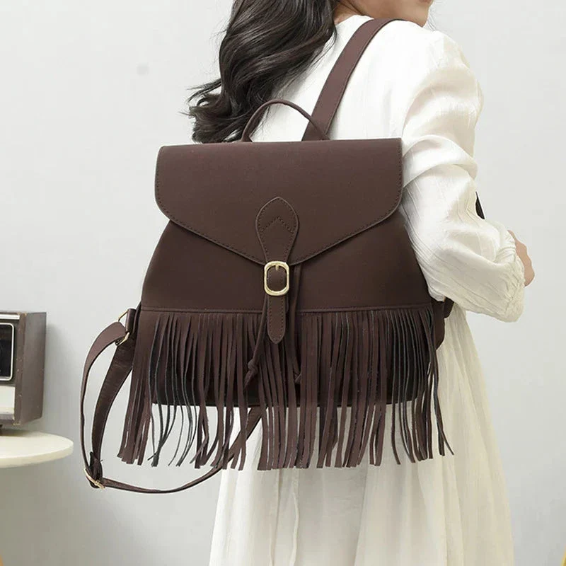 Sac à Dos Bohème Chic | Franges et Fermoir Magnétique