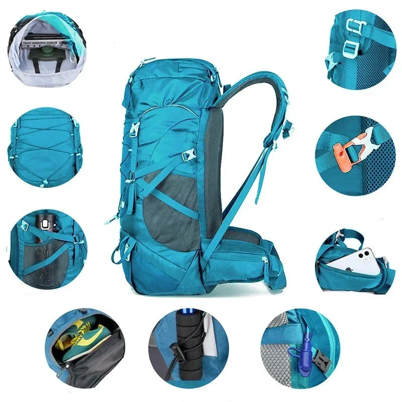 Sac à Dos Backpacking 50l | Bandes Réfléchissantes Sécurité