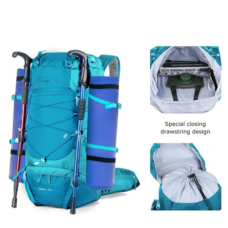 Sac à Dos Backpacking 50l | Bandes Réfléchissantes Sécurité