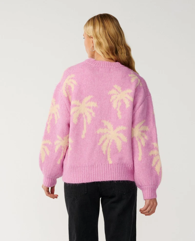 Retro Swell Palm Jacquard Crew