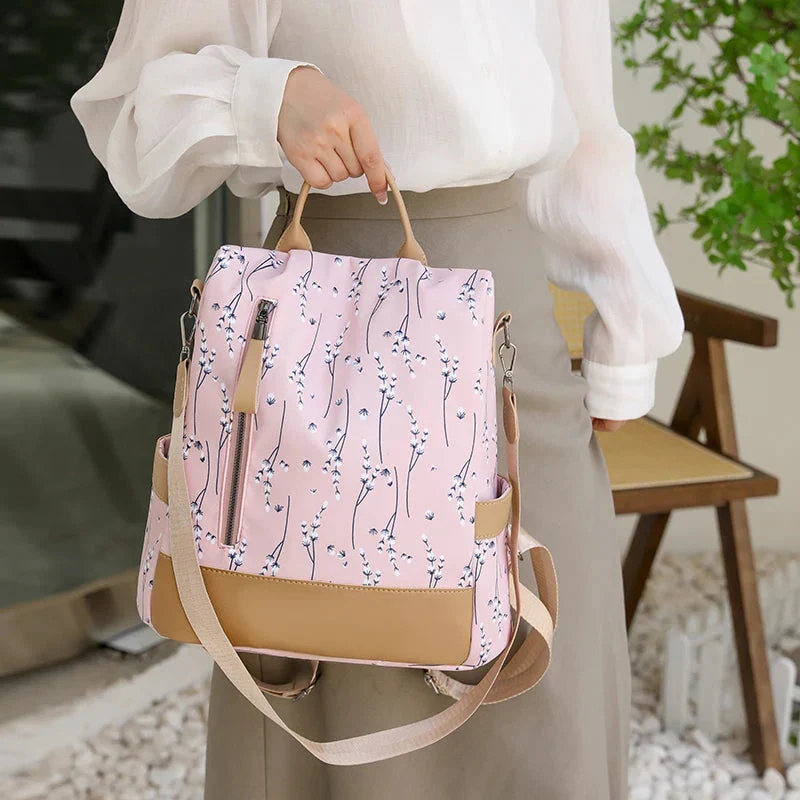 Sac à Dos Antivol Femme | Motif Fleuri Sécurisé