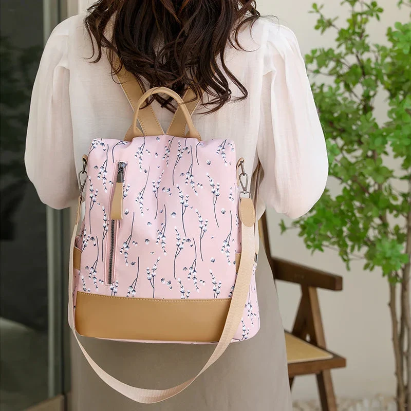 Sac à Dos Antivol Femme | Motif Fleuri Sécurisé