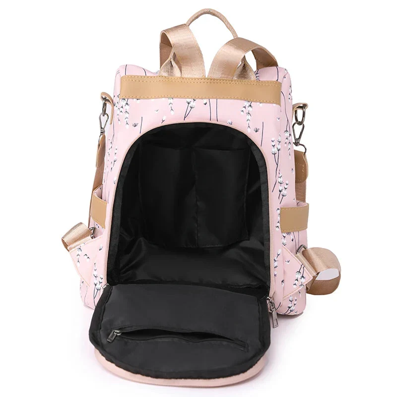 Sac à Dos Antivol Femme | Motif Fleuri Sécurisé