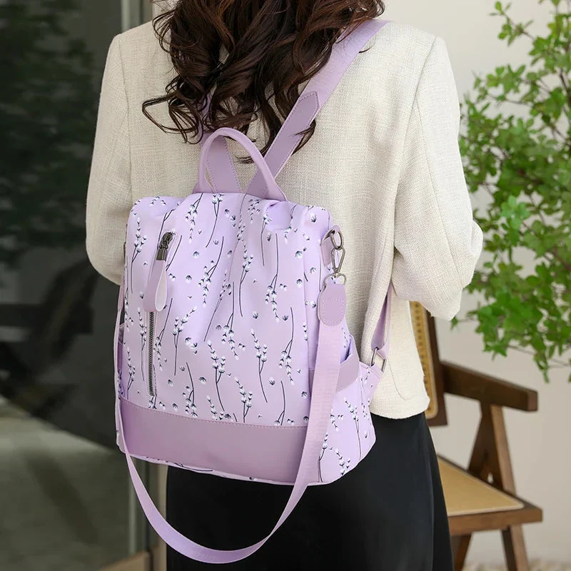 Sac à Dos Antivol Femme | Motif Fleuri Sécurisé