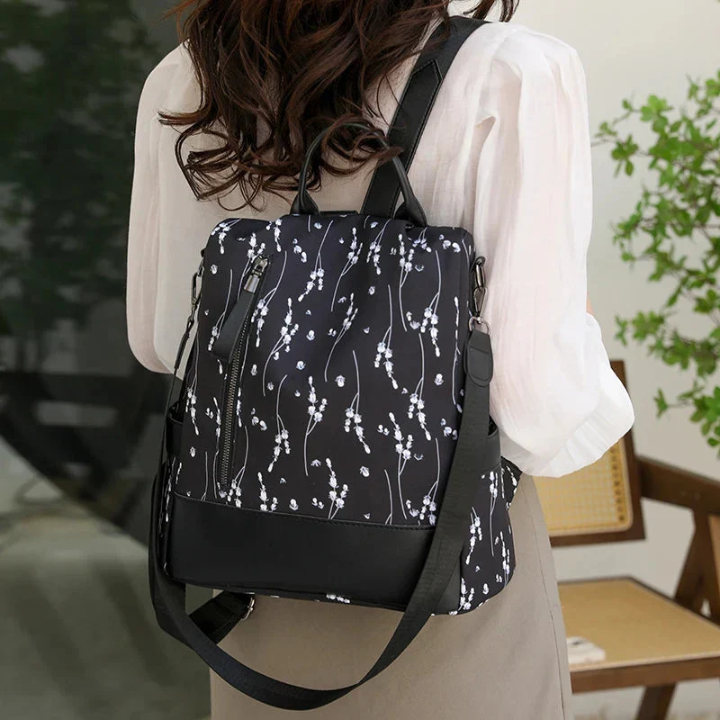 Sac à Dos Antivol Femme | Motif Fleuri Sécurisé