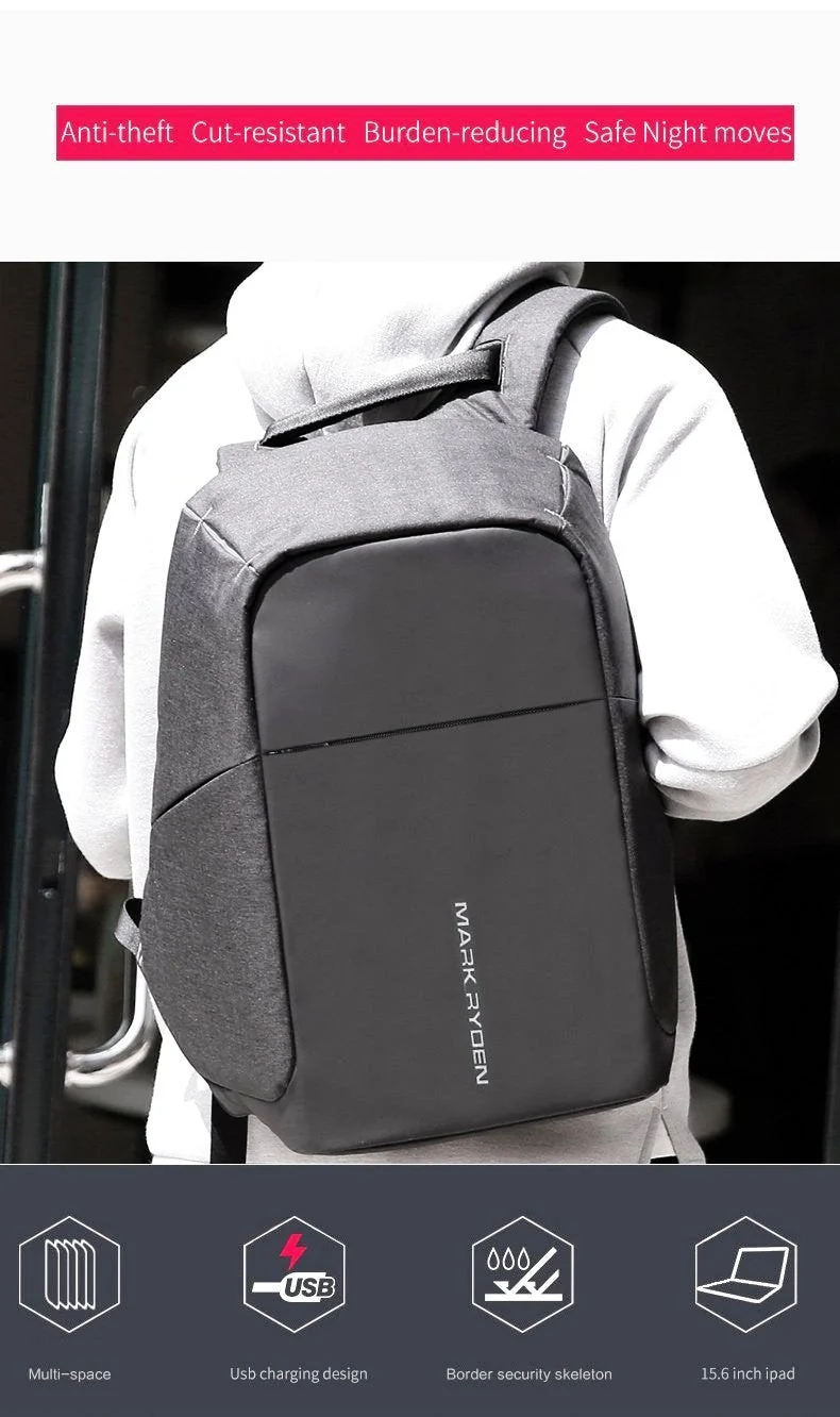 Sac à Dos Anti-Vol Ordinateur Portable | Bretelles Rembourrées Perméables