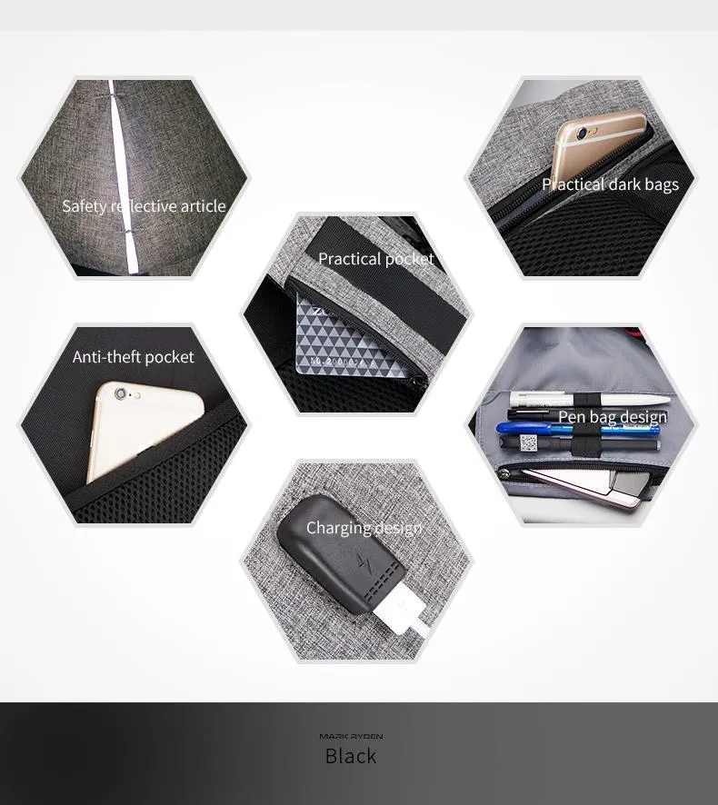 Sac à Dos Anti-Vol Ordinateur Portable | Bretelles Rembourrées Perméables