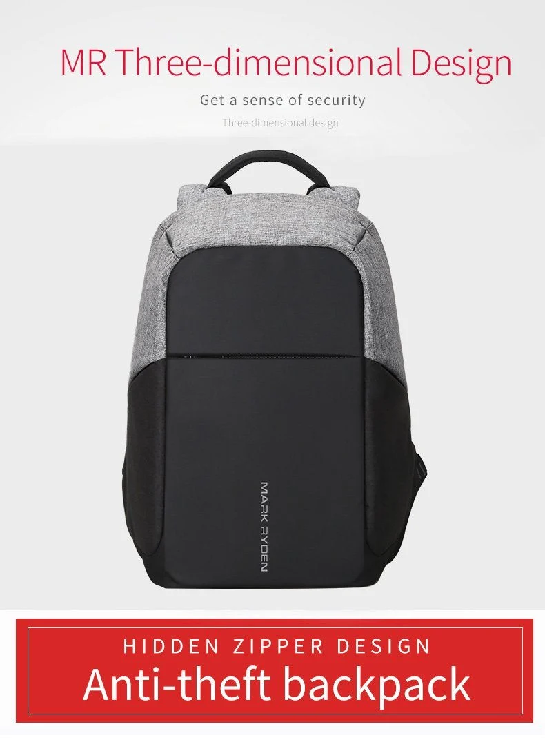 Sac à Dos Anti-Vol Ordinateur Portable | Bretelles Rembourrées Perméables