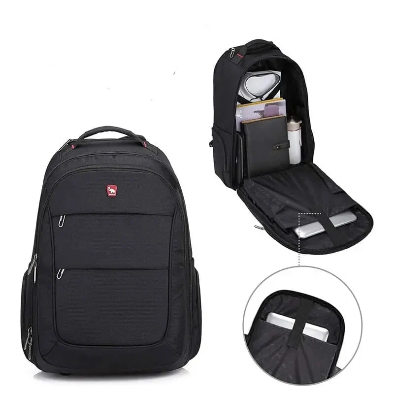 Sac à Dos à Roulettes Voyage | Convertible Multi-Poches Tissu Noir