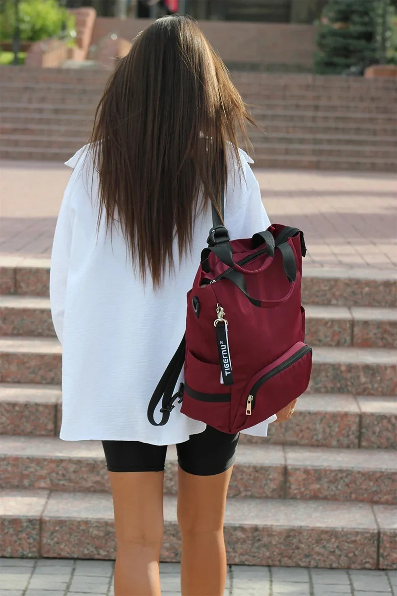 Sac à Dos 3-en-1 Femme | Nylon Imperméable Poches Multiples