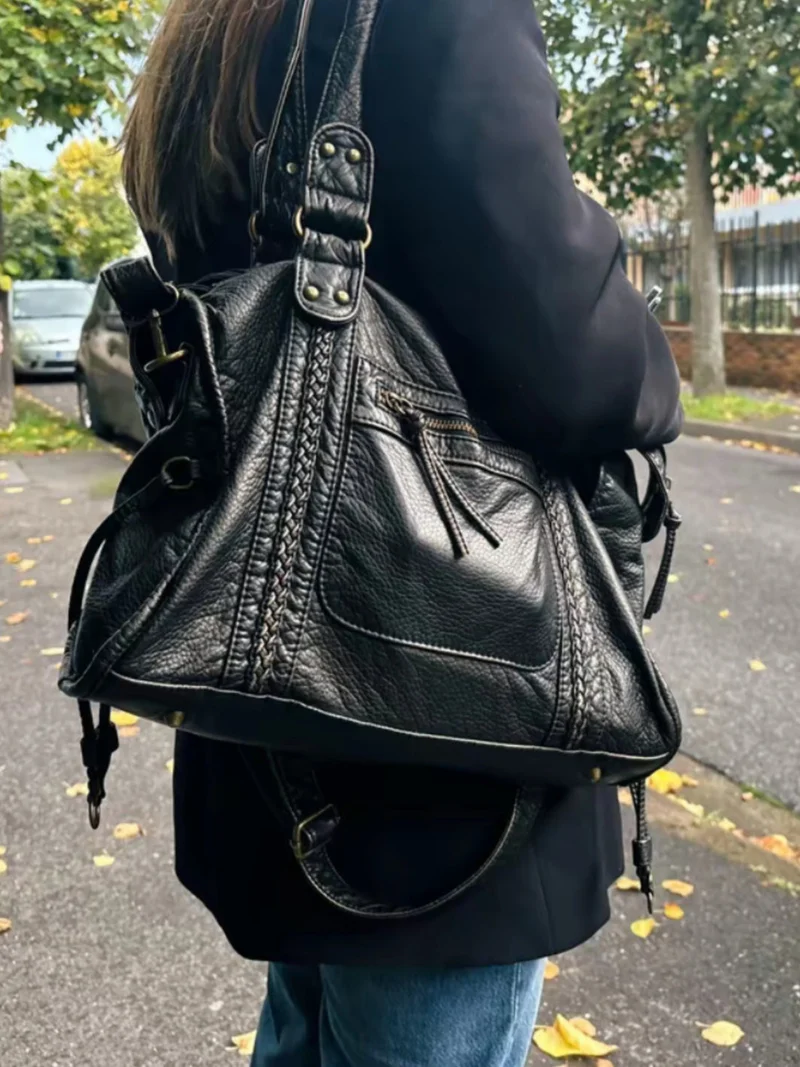Sac à Bandoulière Noir Femme | Cuir Vegan Durable
