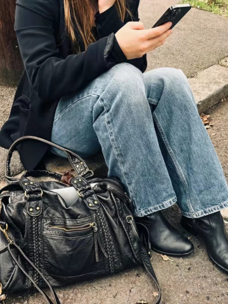 Sac à Bandoulière Noir Femme | Cuir Vegan Durable