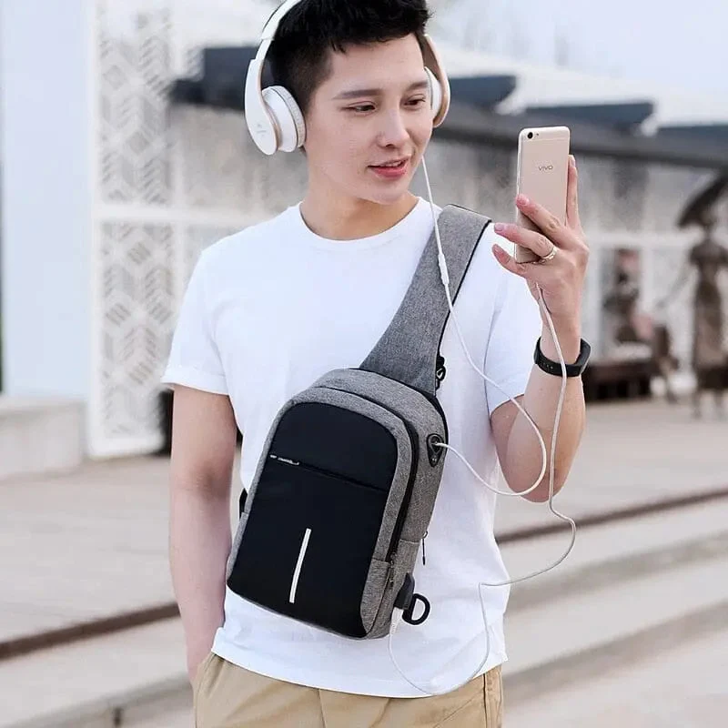 Sac à Bandoulière Connecté Voyage | Tissu Oxford et Usb