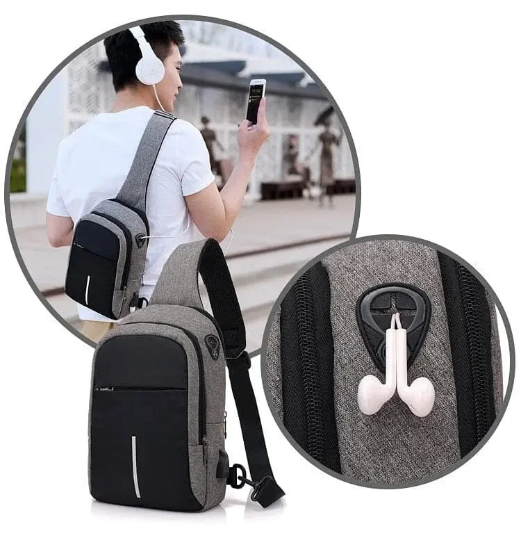 Sac à Bandoulière Connecté Voyage | Tissu Oxford et Usb