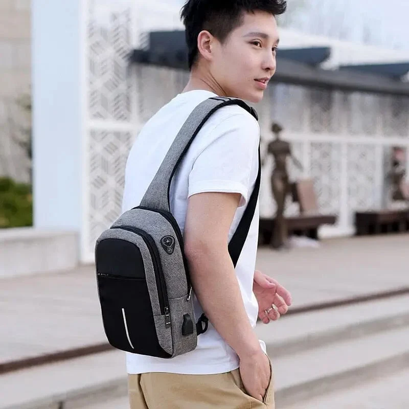 Sac à Bandoulière Connecté Voyage | Tissu Oxford et Usb