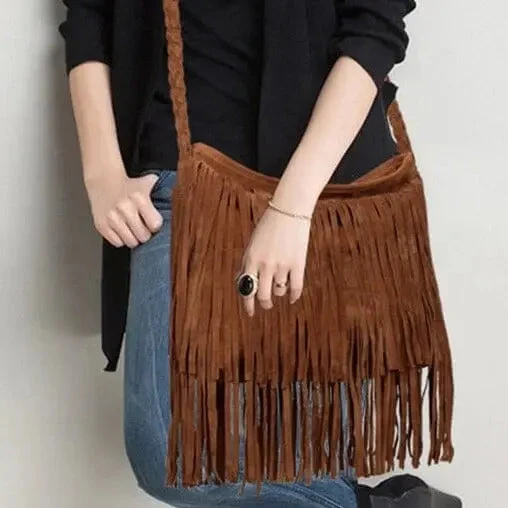 Sac à Bandoulière Bohème Femme | Grand Compartiment à Franges